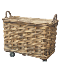 RECT BASKET WITH WHEELS & JUTE LINER SMALL