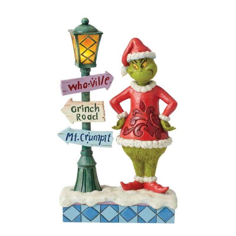 GRINCH BY LAMPOST W SIGNS