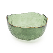 CANDLE GLASS BOWL GREEN TEXTURED WITH13CM 