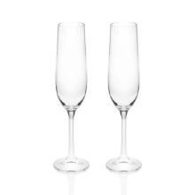 AS22 S/2 RIPPLE CRYSTAL CHAMPAGNE GLASSES