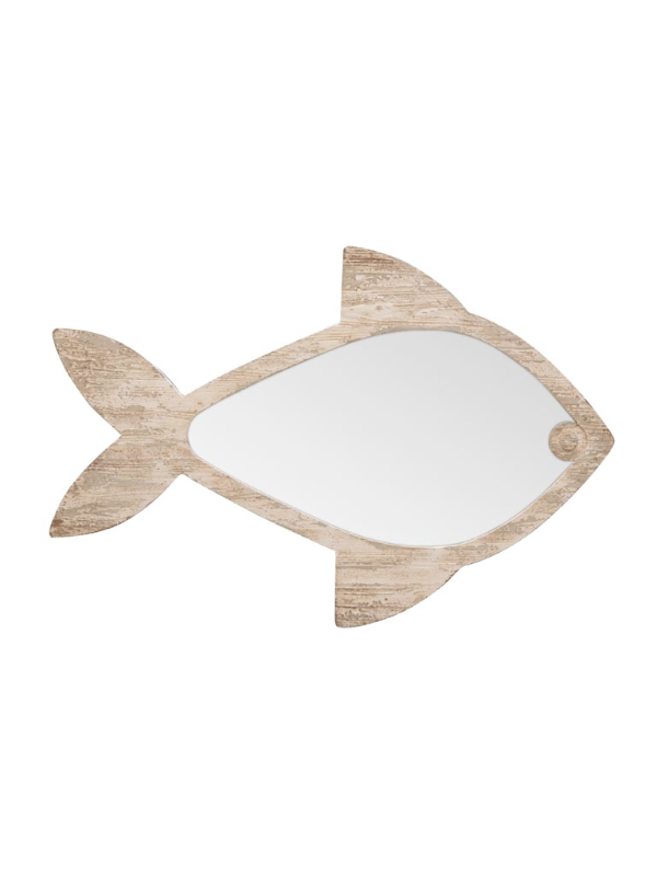 CHEHOMA WHITE WOODEN FISH MIRROR