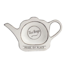 T & G WOODWARE PRIDE OF PLACE TEA  BAG TIDY WHITE