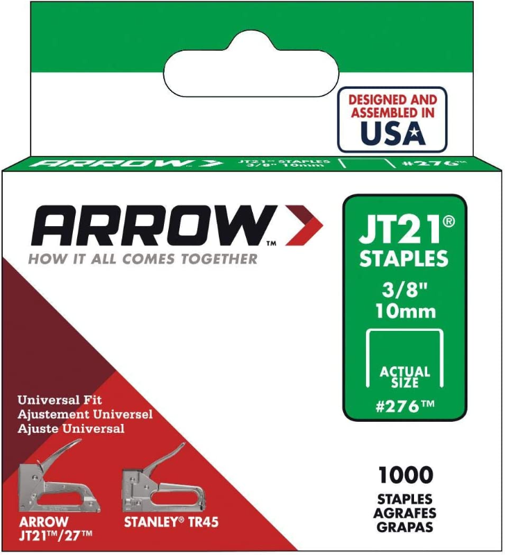 ARROW 276 STAPELS JT21 T27 10MM 3/8IN