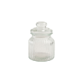 T & G WOODWARE SMALL GLASS JAR RIBBED H150MM