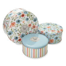 COUNTRY FLORAL-3 PRINTED CAKE TINS