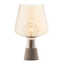 LARGE GLASS TABLE LAMP & BULB-AMBER