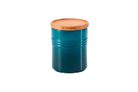 LE CRUESET STORAGE JAR WITH WOODEN LID