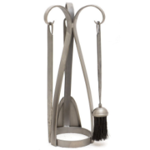 CONTEMPORARY FIRE COMPANION SET IN A/Q PEWTER