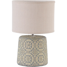 LIBRA VEDDER CREAM CONCRETE LAMP WITH GEOMETRIC PATTERN AND SHADE