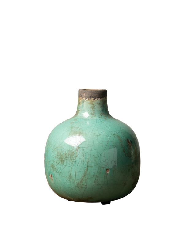 CHEHOMA CERAMIC VASE AQUA GREEN 15.5CM