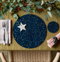 DENBY CHRISTMAS STARS ROUND PLACEMATS SET OF 6