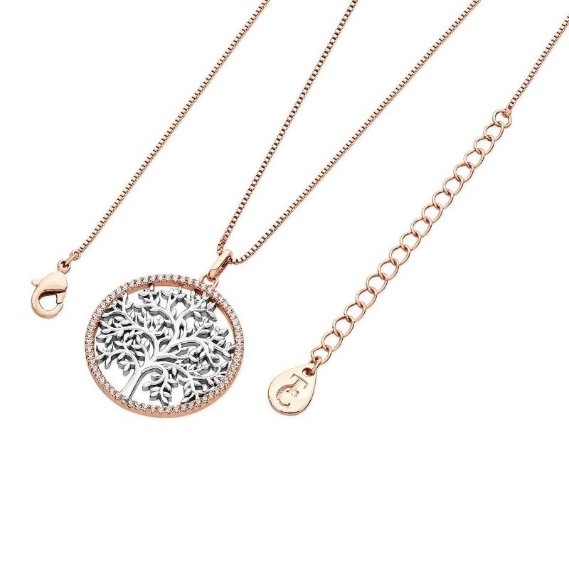 TIPPERARY SILVER TOL IN ROSE GOLD CZ CIRCLE PENDANT