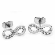 TIPPERARY PART STONE SET INFINITY STUD EARRINGS SILVER