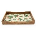 HANDCRAFTED RECT TRAY MANGO WOOD-STRAWBERRIES 45CM