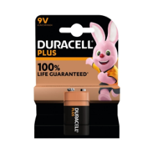 DURACELL PLUS 9V BATTERY ALKALINE 100% LIFE