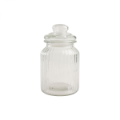 T & G WOODWARE MEDIUM GLASS JAR RIBBED H185MM