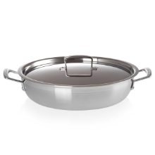 LE CREUSET 30CM 3 PLY STAINLESS STEEL NON-STICK SHALLOW CASSEROLE WITH LID