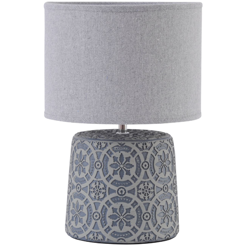 LIBRA VEDDER GREY CONCRETE LAMP WITH GEOMETRIC PATTERN AND SHADE