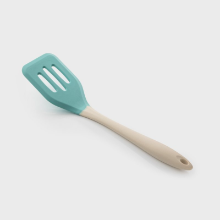 SILICONE SLOTTED TURNER 28CM-BUTTERMILK/ TURQUOISE
