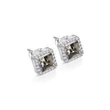 NEWBRIDGE SQUARE EARRINGS WITH CLEAR AND BLACK STONES