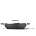 SMEG 28CM SKILLET 2 HANDLES WITH LID DEEP PAN BLACK