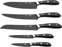 ROCKINGHAM FORGE ASHWOOD BLACK HAMMERED 6 PIECE KNIFE BLOCK SET